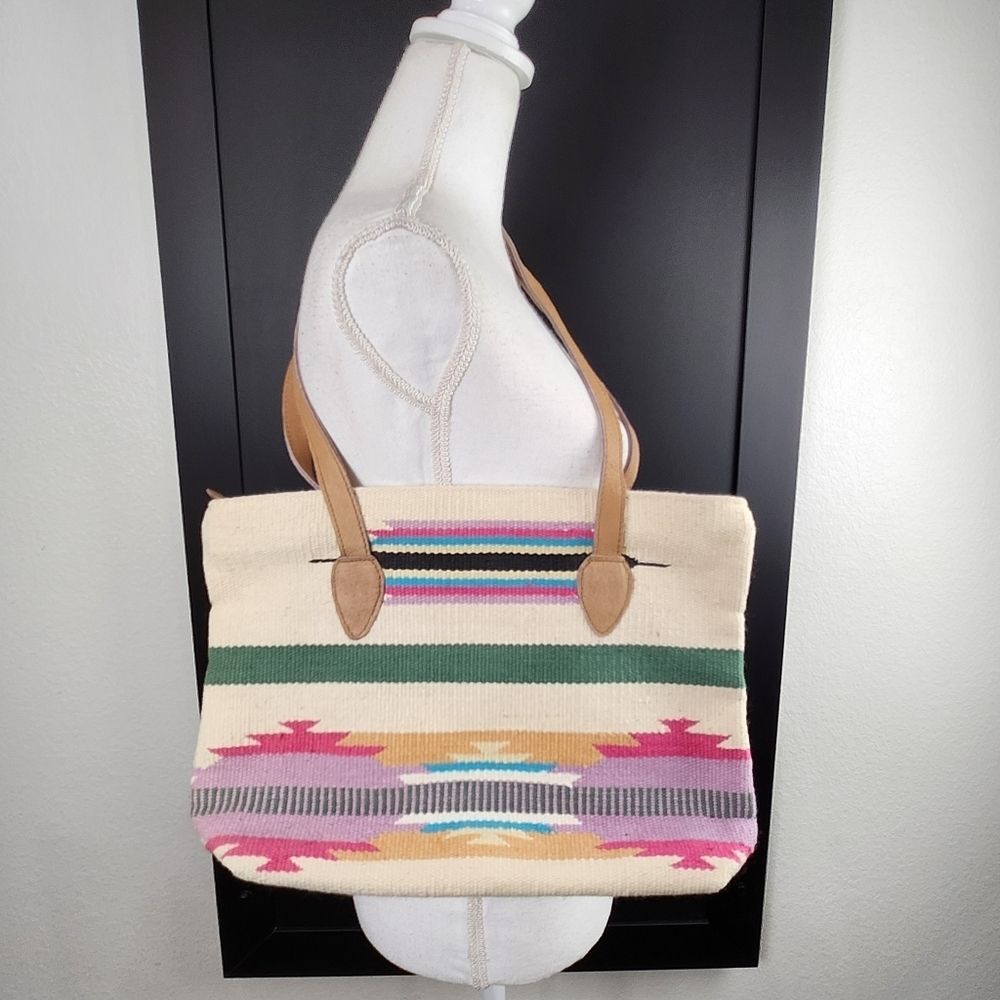 VINTAGE 90'S CANVAS SOUTHWESTERN STYLE SHOULDER BAG by APRI CLASSICS